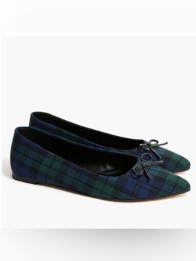 J. Crew Factory blackwatch plaid pointed ballet flats, size 8, EUC
